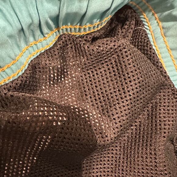 Sonoma Size Small Swimming Trunks Grey Turquoise Orange Striped Velcro Pockets - Picture 5 of 9